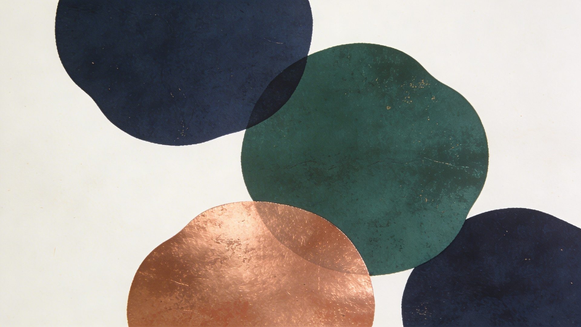 Cascading navy, green and copper circles